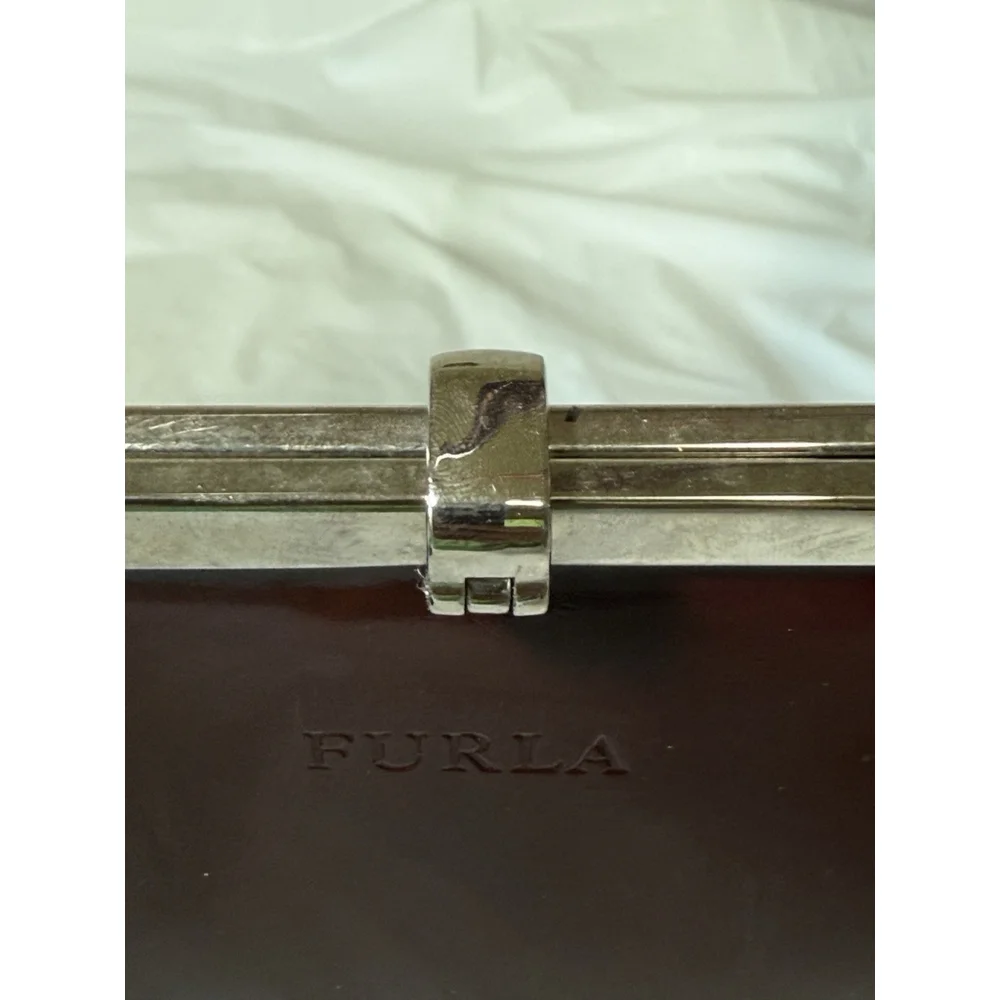 FURLA Patent Leather Shoulder Bag burgundy